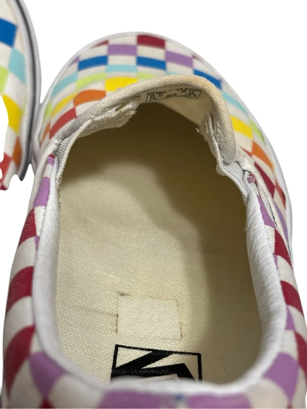 Vans Rainbow Unisex Checker Slip-On Sneakers Men Size 6.5 Women Size 8